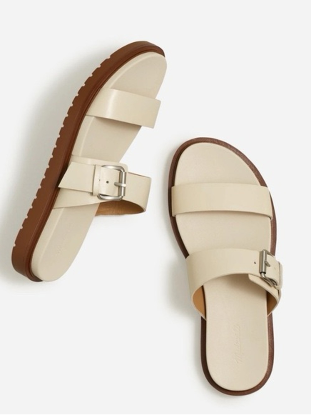 ISO Madewell The Dee Double-strap Slide Sandal in Ecru